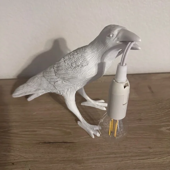 13” White Raven Lamp - Picture 2 of 2